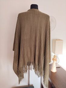 Dámský pletený khaki přehoz, pončo, UNI - nová, značka M&S - 4