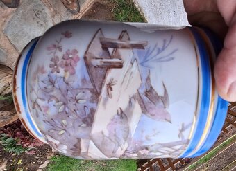 Stary porcelánový kvetinac ručně malovaný - 4