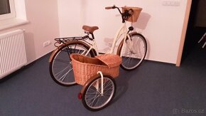 Retro dámské kolo s proutěnou sajdkárou + retro tříkolka - 4