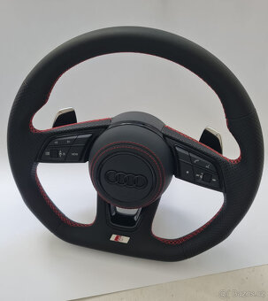 AUDI KOŽENÝ EXCLUSIVE ČERVENA NIT VOLANT + AIRBAG + F1 PADLA - 4