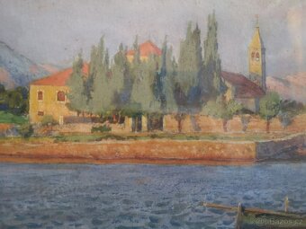 Johann Victor Krämer – akvarel, originál, 63×33 cm - 4