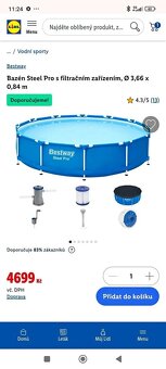 Bazén Pro s filtrací + skimmer+ teploměr. PC 4699 Kč + plová - 4