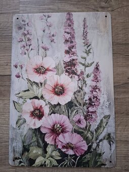 Plechová cedule 20x30cm růžové květy - 4
