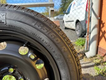 Zimní plechová sada 5x100 r15 + pneu 185/60/15 TOP STAV - 4