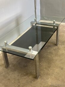 Konferenční stolek, chrom/sklo, FABER - 4