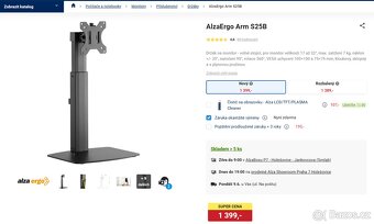 Držák na monitor AlzaErgo Arm S25B - 4