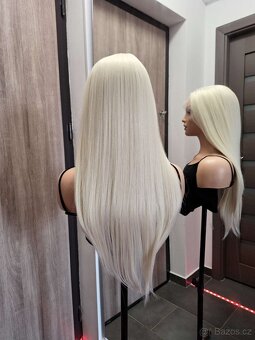 Dlouhá rovná blond paruka s krajkou vpředu 13156 - 4