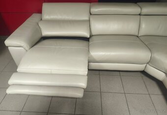 Kožená rohová sedací souprava - PRAVÁ KŮŽE, jak NOVÁ - 4