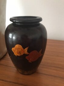 Čínská váza, vázička - lakované dřevo - 4