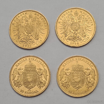 4 x zlatá R-U 10 Koruna - 4