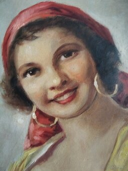 obraz CIGÁNKA III. /dívka, portrét/, olej, František Votruba - 4