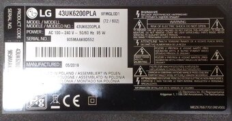 Prodam 108cm 4k UHD SMART WiFi DVB-T2 LED TV LG 43UK6200PLA. - 4