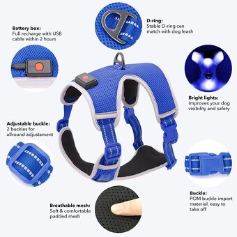 Postroj pro psa svítící vel. L – nabíjení přes USB - 4