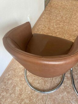 2 designová křesílka, chrom + hnědá ekokůže, Přerov - 4