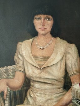 obraz DÁMA S PERLOVÝM NÁHRDELNÍKEM, olej, sign. +89 - 4