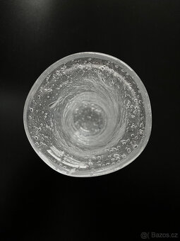 Váza 15 cm, bublinkové čiré hutní sklo - 4
