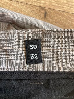 Slim Chino kostkované kalhoty, vel. 30/32, šedé - 4
