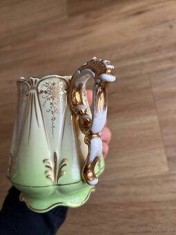 Hrnek, porcelán, starožitný, zdobený, zlacený - 4