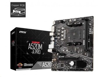 MSI MB Sc AM4 A520M-A PRO, AMD A520, 2xDDR4, m-ATX - chybí I - 4