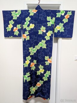 Modré dámské kimono s květinami - 4