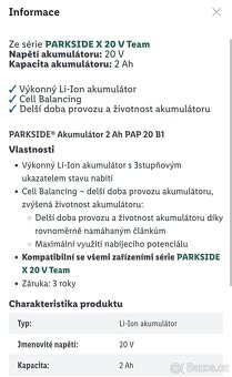 Akumulátor ah2 /V20 Parkside - 4