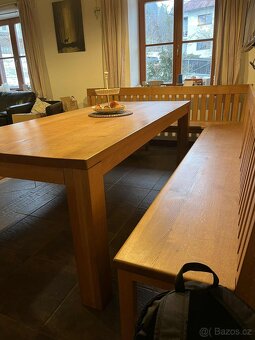 Velký dubový stůl a lavice - 4