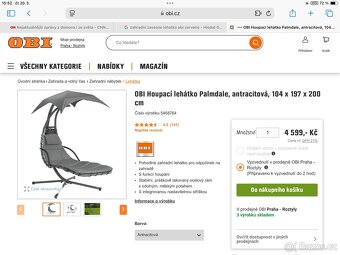 Zahradní lehátko na houpací konstrukci se slunečníkem - 4