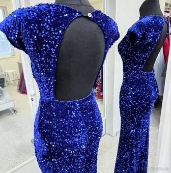 NOVÉ plesové šaty MODRÉ FLITROVÉ - 4