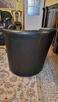 Křeslo kožené černé - 4