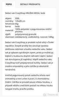 Sedací vak šedý - 4