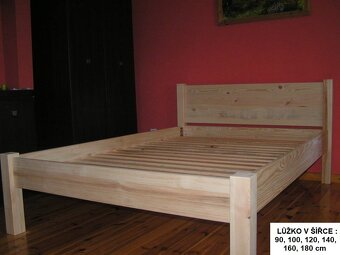 Nová masivní dřevěná postel z borovicového dřeva - 4