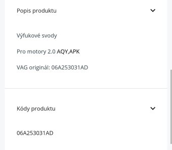 Výfukové svody vw škoda audi AQY APK 06A253031AD - 4