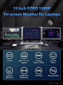 trojitý monitor FOPO pro notebook – 15" FHD 1080P - NOV - 4