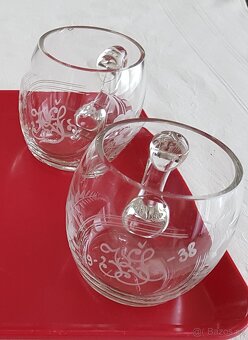 Starožitné broušené půllitry – sada z roku 1938 - 4