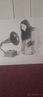 ORIGINÁL UMĚLECÉ FOTO AKT S GRAMOFONEM OD FOTOGRAFA J. GOLDS - 4