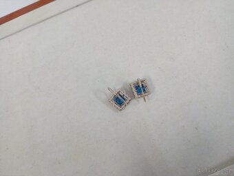 Art-deco-LUXUSNÍ ZLATÉ NÁUŠNICE-safíry,brilianty - 4