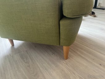 Křeslo ušák - Ikea Strandmon - zelené + béžové potahy - 4