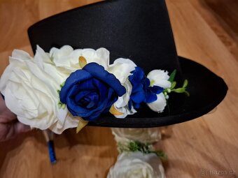 Svatební dekorace na auto - tmave modrá - 4