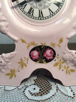 Růžový porcelán Slavkov ručně malované hodiny - 4