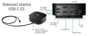 Dokovací stanice HP USB-C G5 – nová, 100% stav, top stav - 4