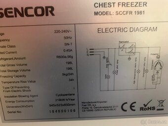 Pultový mrazák Sencor, objem 198l - 4