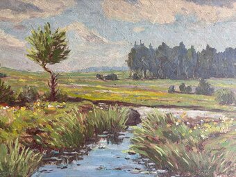 Obraz řeka Sázava, olejomalba na desce 44x75 - 4