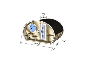 Oválná sauna Frodo 4,1 x 2,48 x 3 m - 4
