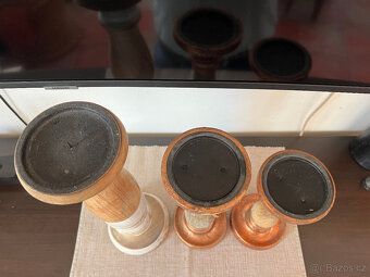 Dřevěné svícny moderní -3 kusy - 4