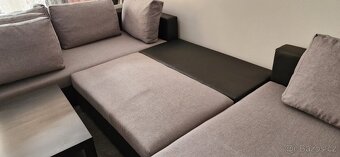 Velká šedá rozkládací sedačka do U + stolek - 4