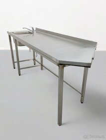 Nerezový stůl s dřezem 240x70x90 cm - 4