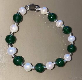 Náhrdelník, náramek z pravých perel 7-8 mm jadeity - 4