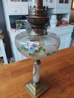 STAROŽITNÁ RUČNĚ MALOVANÁ PETROLEJKA SECESE/ART DECO FRANCE - 4