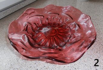 skleněný set - váza, mísa, tác - 4