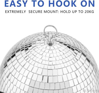 Zrcadlová disko koule 200 mm se závěsným kroužkem - 4